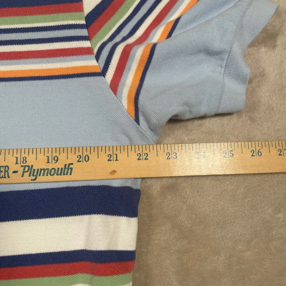 Vintage Polo Ralph Lauren Polo Shirt Multi Stripe Mens Large Blue Short Sleeve